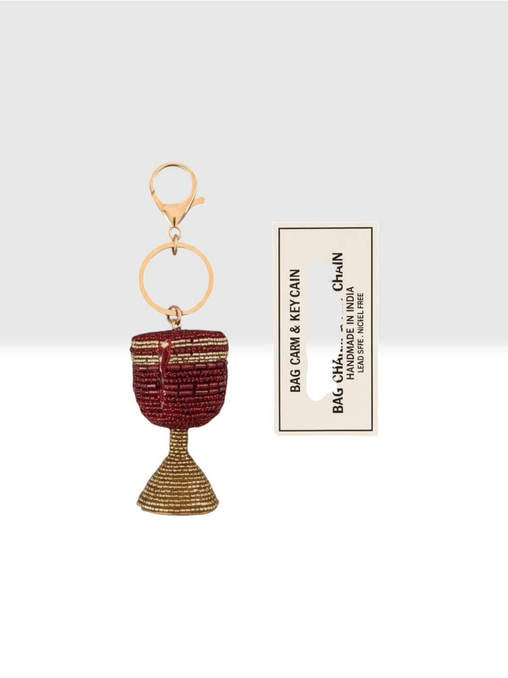 Haute Hippie Red & Gold Beaded Wine Glass Bag Charm
